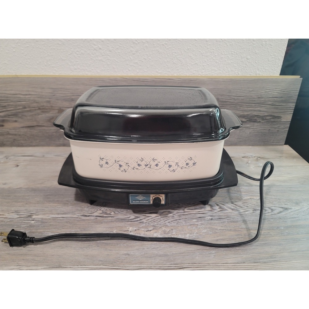 vintage west bend slow cooker 4 qt with vines of flowers